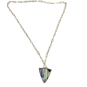 Mans Pants Triangle Broken China Paperclip Chain Necklace